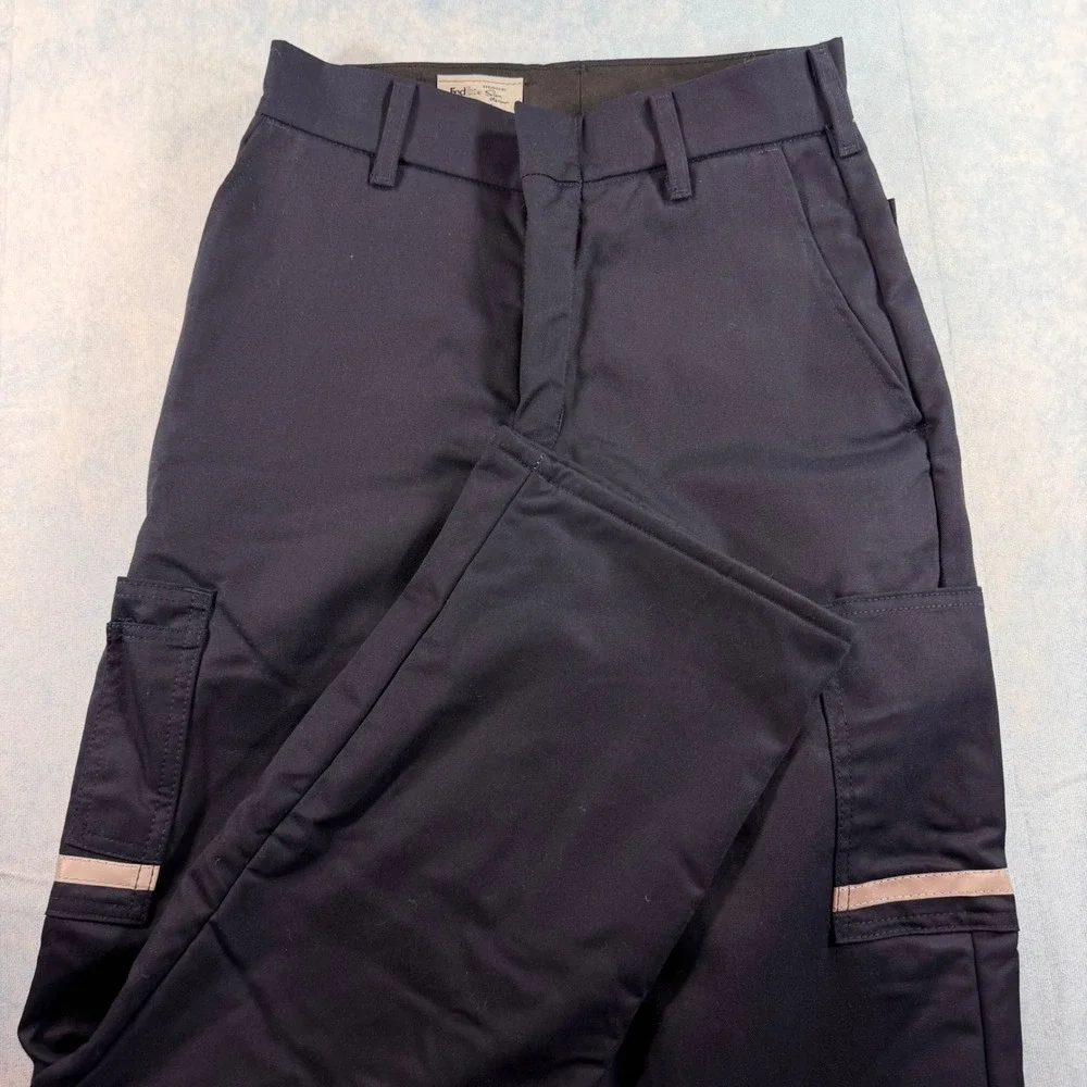 FedEx Cargo Pants Mens 28R Navy Blue Excellent Reflective Workwear FD28233